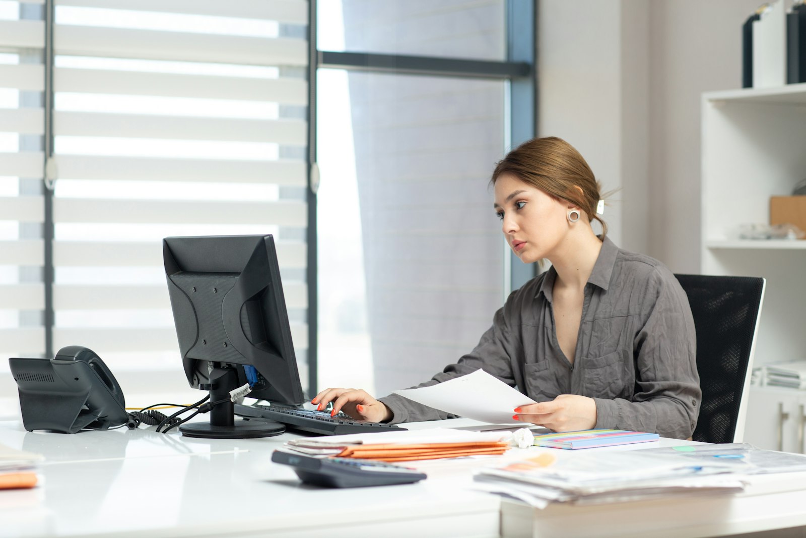 A finance office with people at work
